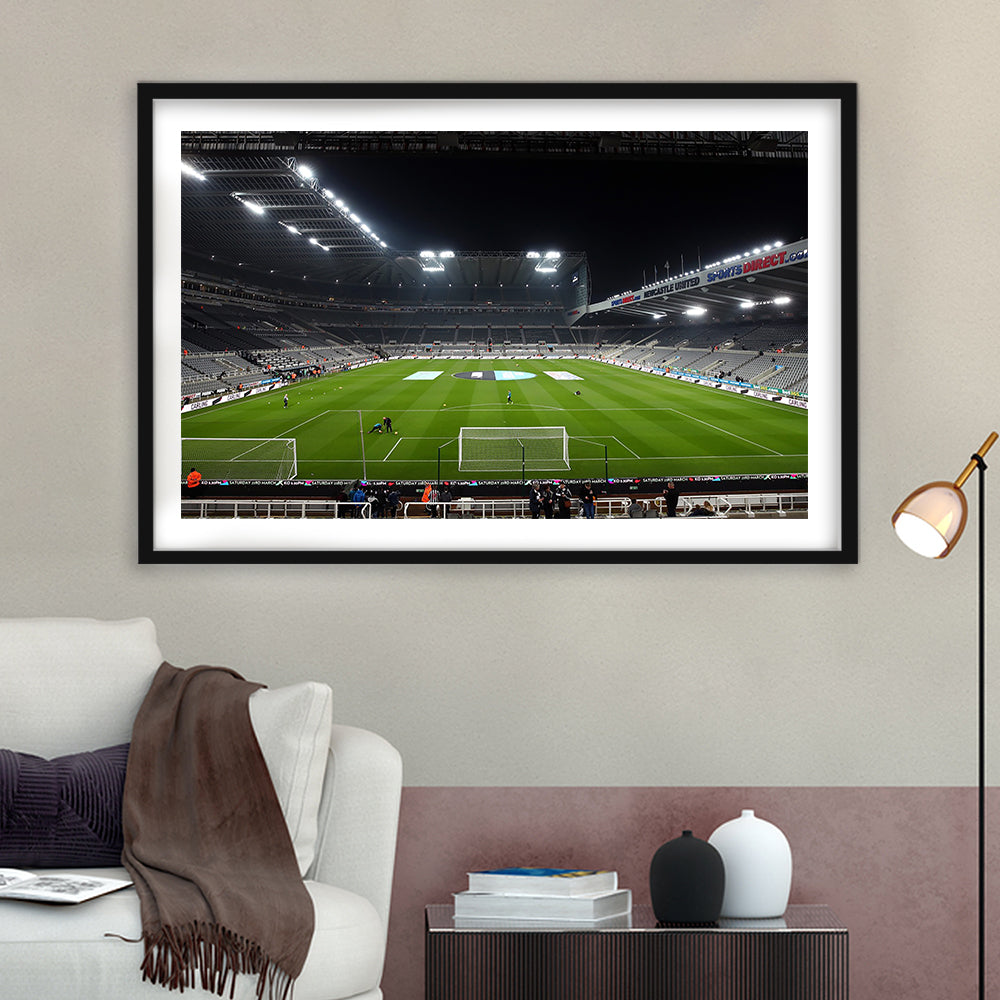 St James's Park Stadium, Stadium Canvas, Sport Art, Gift for him, White Border Framed Art Print Wall Decor