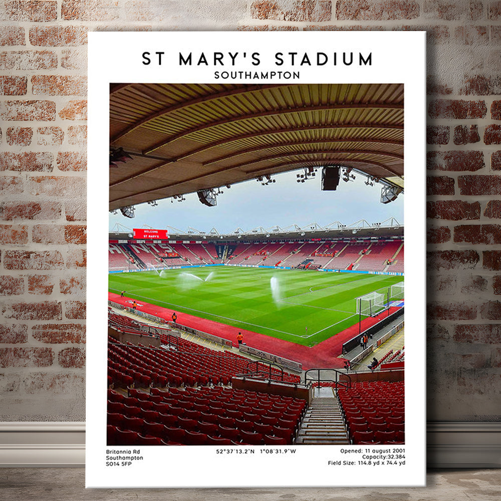 St Mary'S Stadium, Southampton Stadium Wall Art Print, Football Stadium Art Decor, Canvas Prints Wall Art, Man Cave Decor