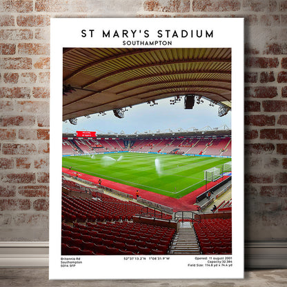 St Mary'S Stadium, Southampton Stadium Wall Art Print, Football Stadium Art Decor, Canvas Prints Wall Art, Man Cave Decor