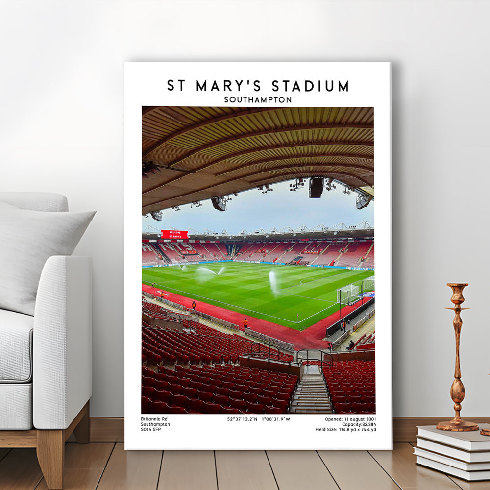 St Mary'S Stadium, Southampton Stadium Wall Art Print, Football Stadium Art Decor, Canvas Prints Wall Art, Man Cave Decor