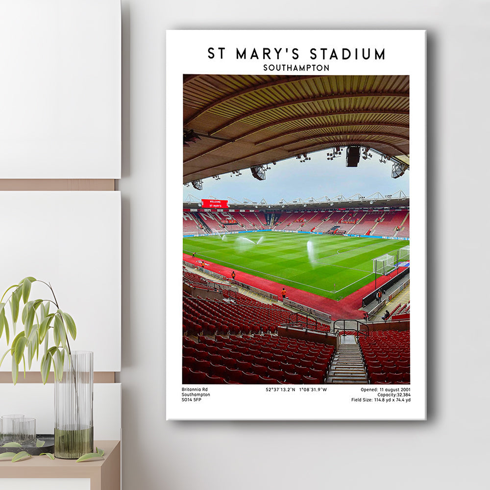 St Mary'S Stadium, Southampton Stadium Wall Art Print, Football Stadium Art Decor, Canvas Prints Wall Art, Man Cave Decor