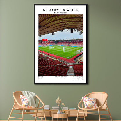 St Mary'S Stadium, Southampton Stadium Wall Art Print, Football Stadium Art Decor, Framed Canvas Prints Wall Art