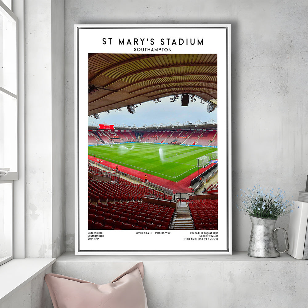 St Mary'S Stadium, Southampton Stadium Wall Art Print, Football Stadium Art Decor, Framed Canvas Prints Wall Art