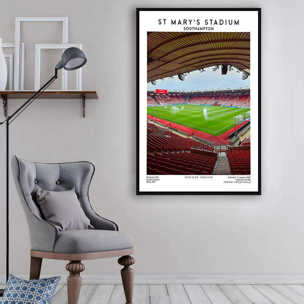 St Mary'S Stadium, Southampton Stadium Wall Art Print, Football Stadium Art Decor, Framed Canvas Prints Wall Art