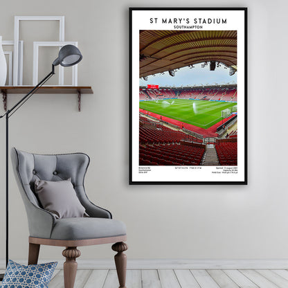 St Mary'S Stadium, Southampton Stadium Wall Art Print, Football Stadium Art Decor, Framed Canvas Prints Wall Art
