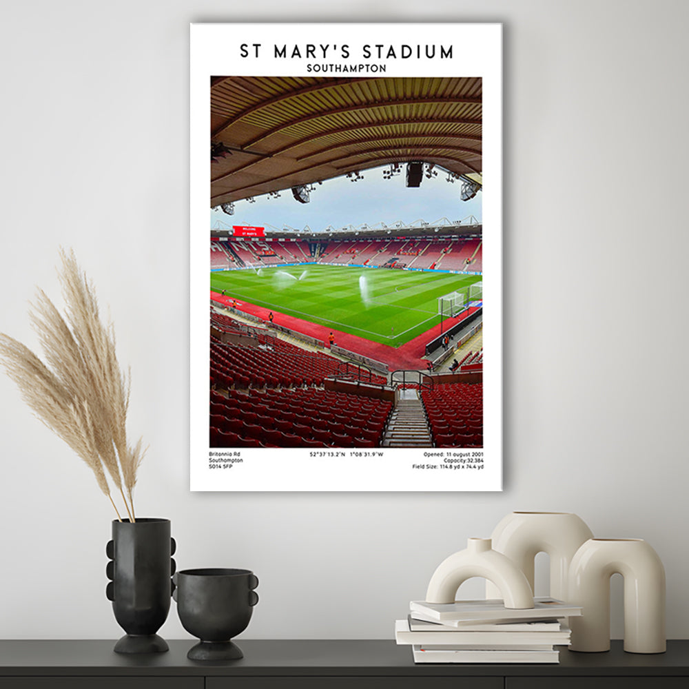 St Mary'S Stadium, Southampton Stadium Wall Art Print, Football Stadium Art Decor, Canvas Prints Wall Art, Man Cave Decor