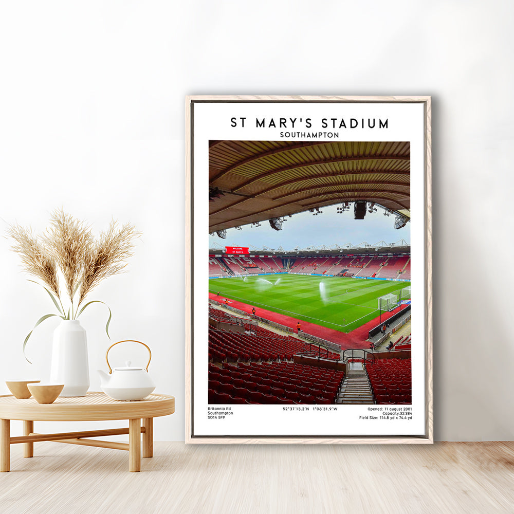 St Mary'S Stadium, Southampton Stadium Wall Art Print, Football Stadium Art Decor, Framed Canvas Prints Wall Art