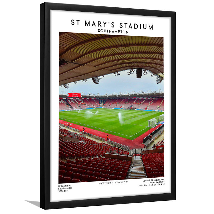 St Mary'S Stadium, Southampton Stadium Wall Art Print, Football Stadium Art Decor, Framed Art Prints Wall Decor
