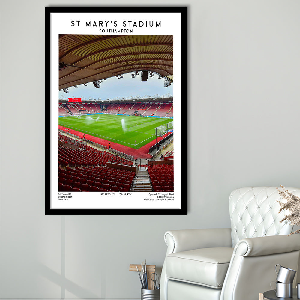 St Mary'S Stadium, Southampton Stadium Wall Art Print, Football Stadium Art Decor, Framed Art Prints Wall Decor