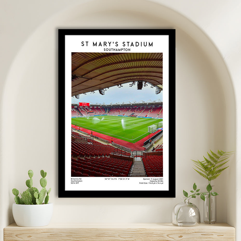 St Mary'S Stadium, Southampton Stadium Wall Art Print, Football Stadium Art Decor, Framed Art Prints Wall Decor