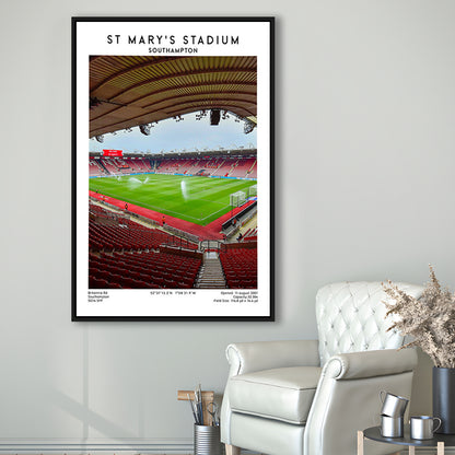 St Mary'S Stadium, Southampton Stadium Wall Art Print, Football Stadium Art Decor, Framed Canvas Prints Wall Art