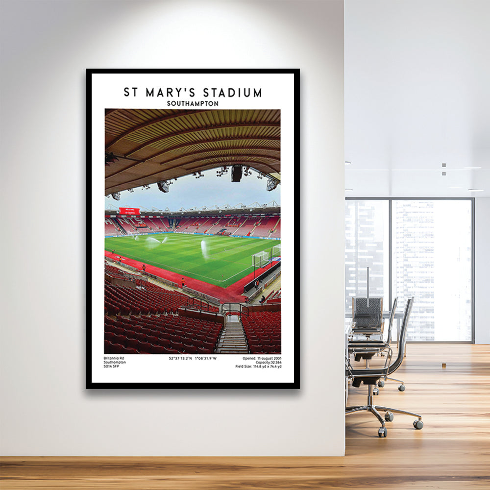 St Mary'S Stadium, Southampton Stadium Wall Art Print, Football Stadium Art Decor, Framed Art Prints Wall Decor