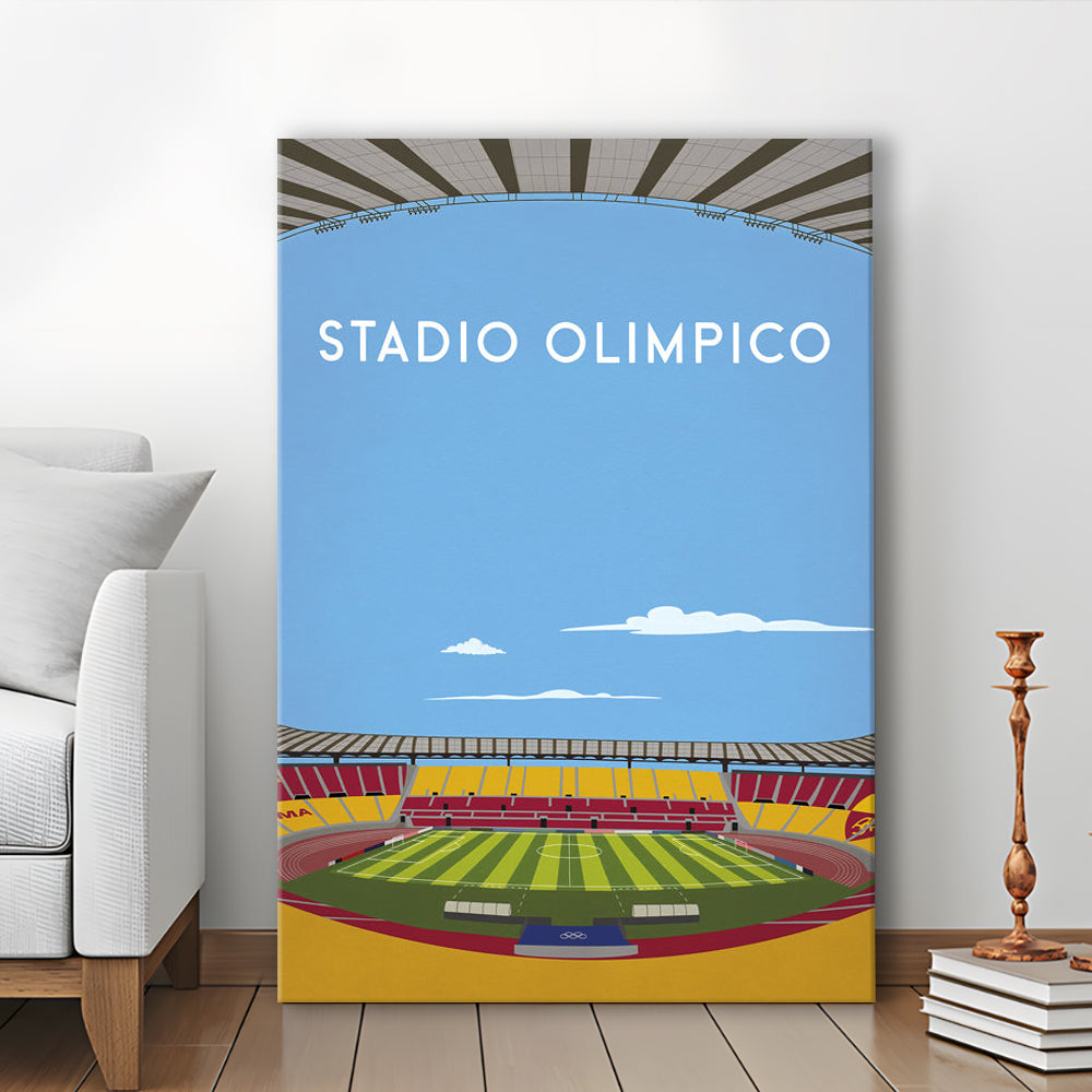 Stadio Olimpico, As Roma Football Stadium Wall Art Print, Serie A Decor, Canvas Prints Wall Art, Man Cave Decor