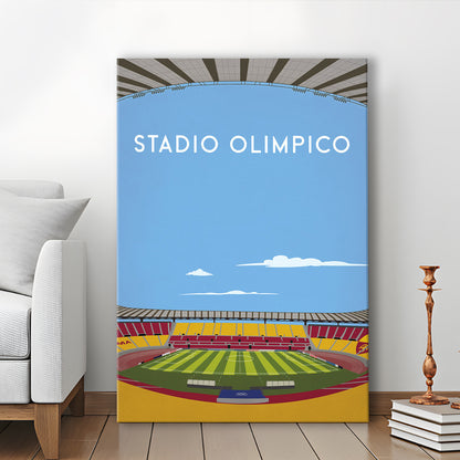Stadio Olimpico, As Roma Football Stadium Wall Art Print, Serie A Decor, Canvas Prints Wall Art, Man Cave Decor
