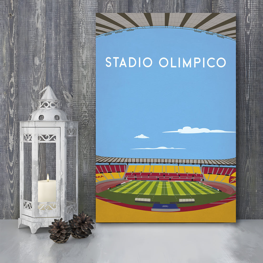 Stadio Olimpico, As Roma Football Stadium Wall Art Print, Serie A Decor, Canvas Prints Wall Art, Man Cave Decor
