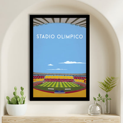 Stadio Olimpico, As Roma Football Stadium Wall Art Print, Serie A Decor, Framed Art Prints Wall Decor
