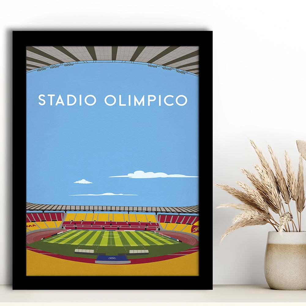 Stadio Olimpico, As Roma Football Stadium Wall Art Print, Serie A Decor, Framed Art Prints Wall Decor