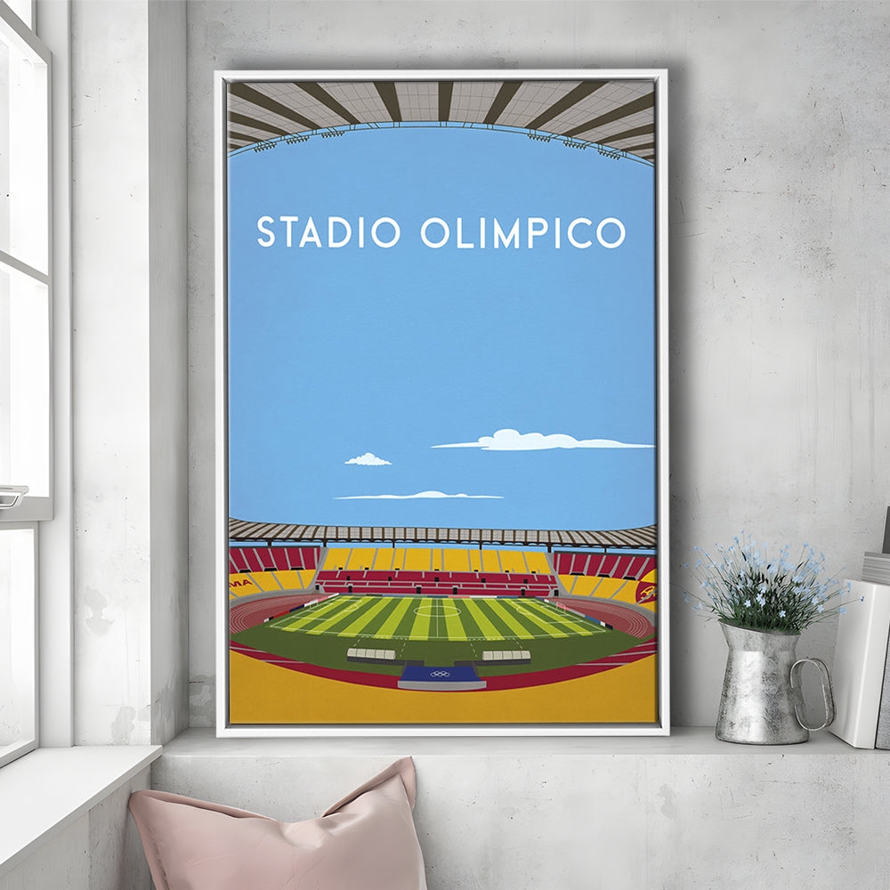 Stadio Olimpico, As Roma Football Stadium Wall Art Print, Serie A Decor, Framed Canvas Prints Wall Art