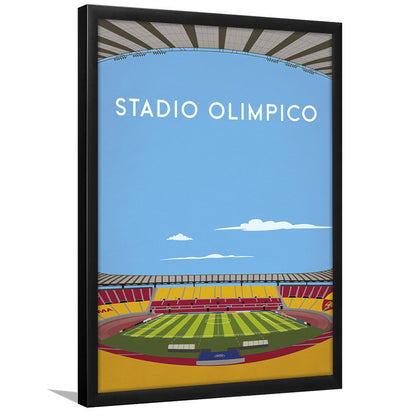 Stadio Olimpico, As Roma Football Stadium Wall Art Print, Serie A Decor, Framed Art Prints Wall Decor