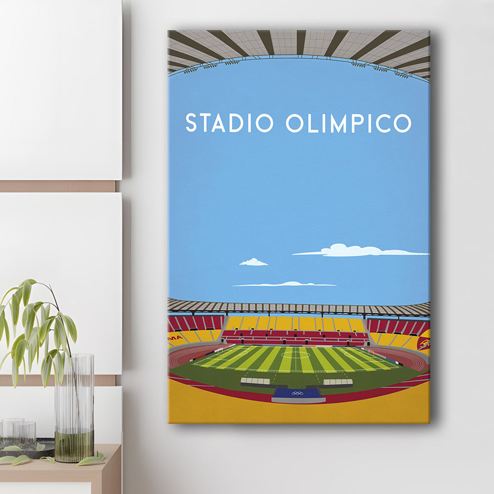 Stadio Olimpico, As Roma Football Stadium Wall Art Print, Serie A Decor, Canvas Prints Wall Art, Man Cave Decor
