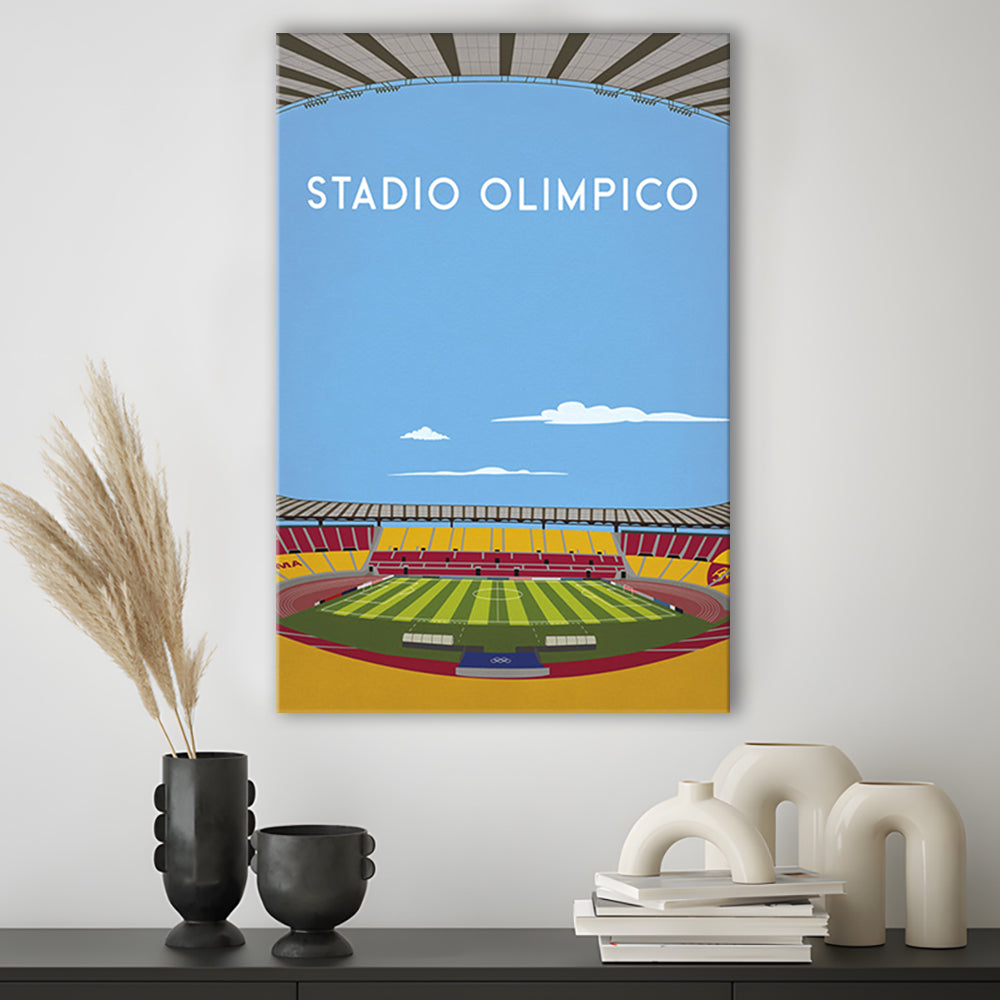 Stadio Olimpico, As Roma Football Stadium Wall Art Print, Serie A Decor, Canvas Prints Wall Art, Man Cave Decor