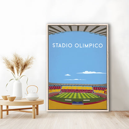 Stadio Olimpico, As Roma Football Stadium Wall Art Print, Serie A Decor, Framed Canvas Prints Wall Art