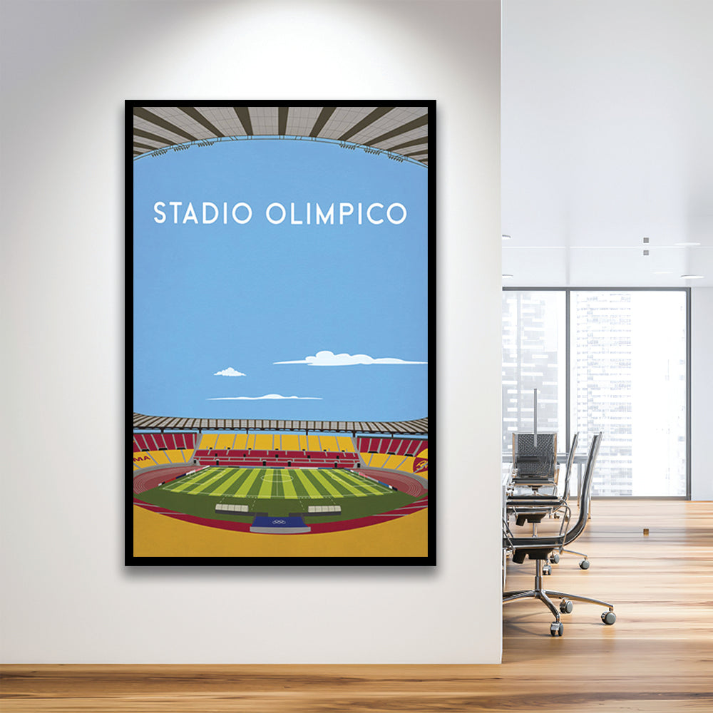 Stadio Olimpico, As Roma Football Stadium Wall Art Print, Serie A Decor, Framed Art Prints Wall Decor