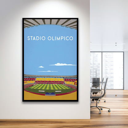 Stadio Olimpico, As Roma Football Stadium Wall Art Print, Serie A Decor, Framed Art Prints Wall Decor