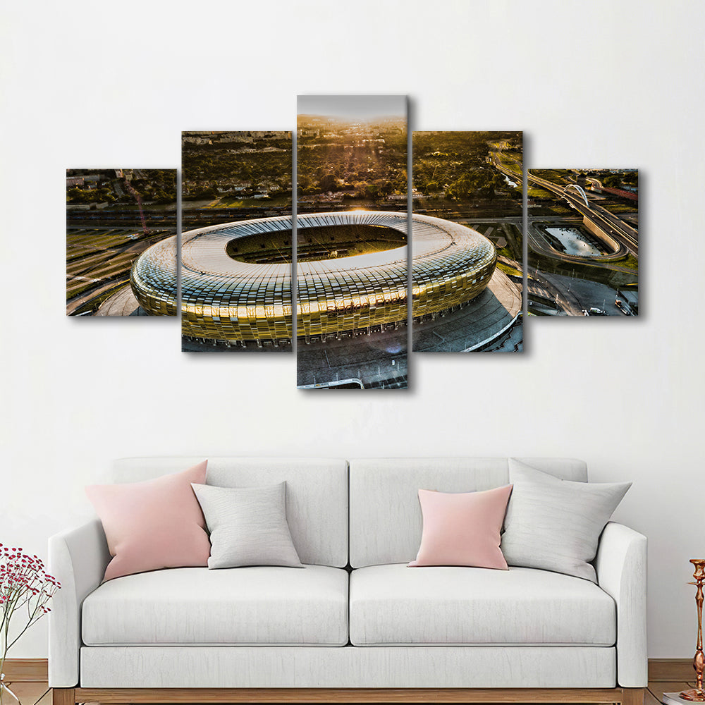 Stadion Energa Gdansk, Stadium Canvas, Sport Art, Gift for him, 5 Panel, Large Canvas, Canvas Print Wall Art