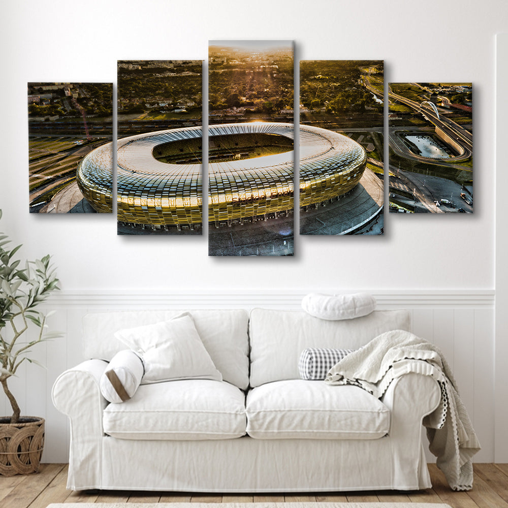 Stadion Energa Gdansk, Stadium Canvas, Sport Art, Gift for him, 5 Panel, Large Canvas, Canvas Print Wall Art