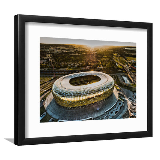 Stadion Energa Gdansk, Stadium Canvas, Sport Art, Gift for him, White Border Framed Art Print Wall Decor