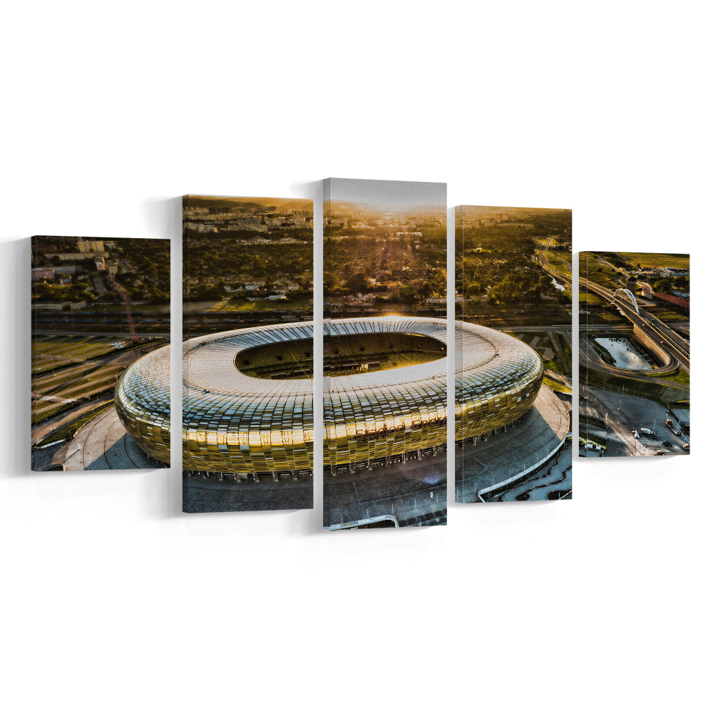 Stadion Energa Gdansk, Stadium Canvas, Sport Art, Gift for him, 5 Panel, Large Canvas, Canvas Print Wall Art