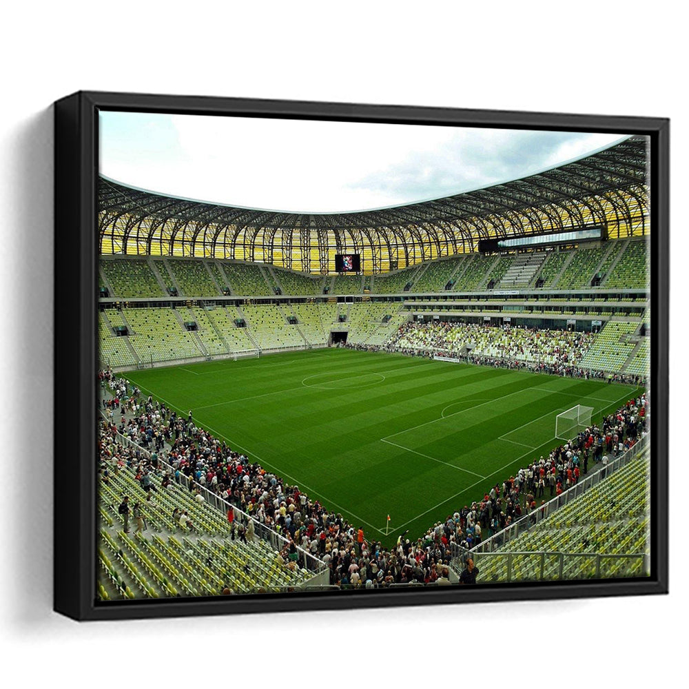 Stadium Arena Energa, Stadium Canvas, Sport Art, Framed Canvas Print Wall Art, Floating Frame