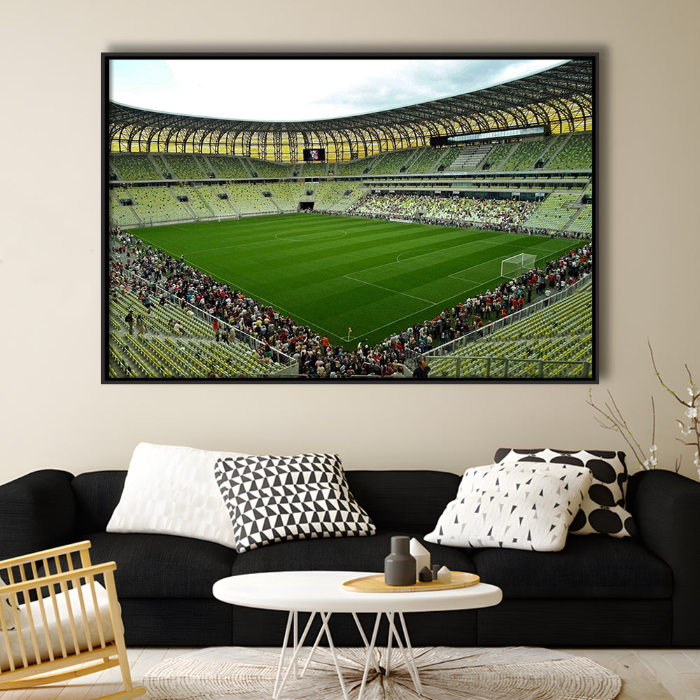 Stadium Arena Energa, Stadium Canvas, Sport Art, Framed Canvas Print Wall Art, Floating Frame