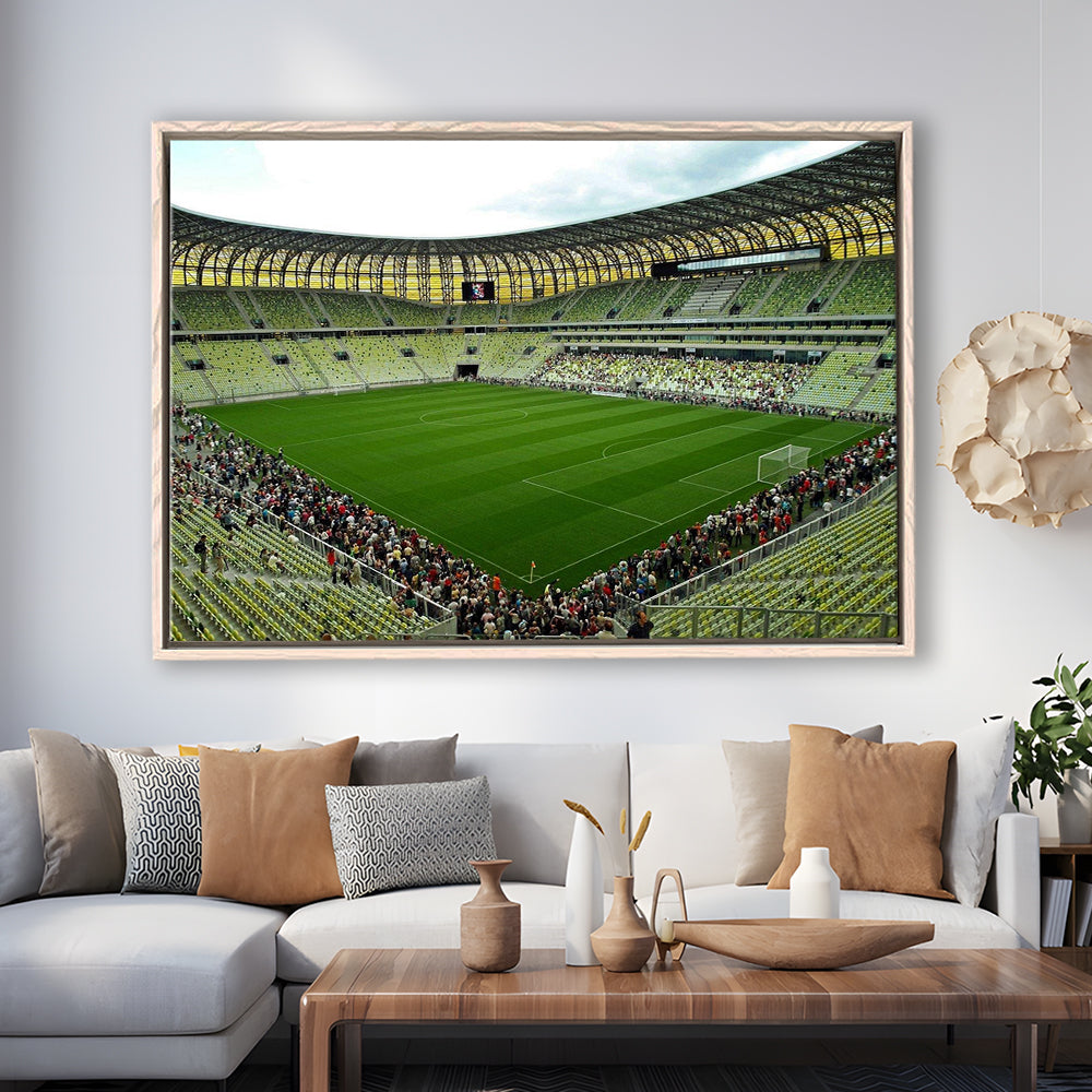 Stadium Arena Energa, Stadium Canvas, Sport Art, Framed Canvas Print Wall Art, Floating Frame