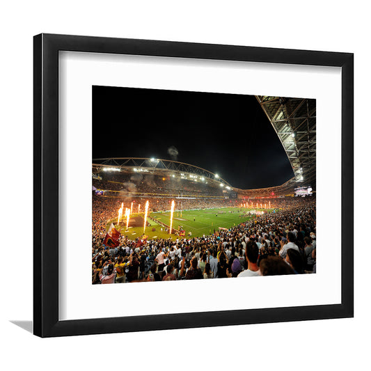 Stadium Australia, Stadium Canvas, Sport Art, Gift for him, White Border Framed Art Print Wall Decor