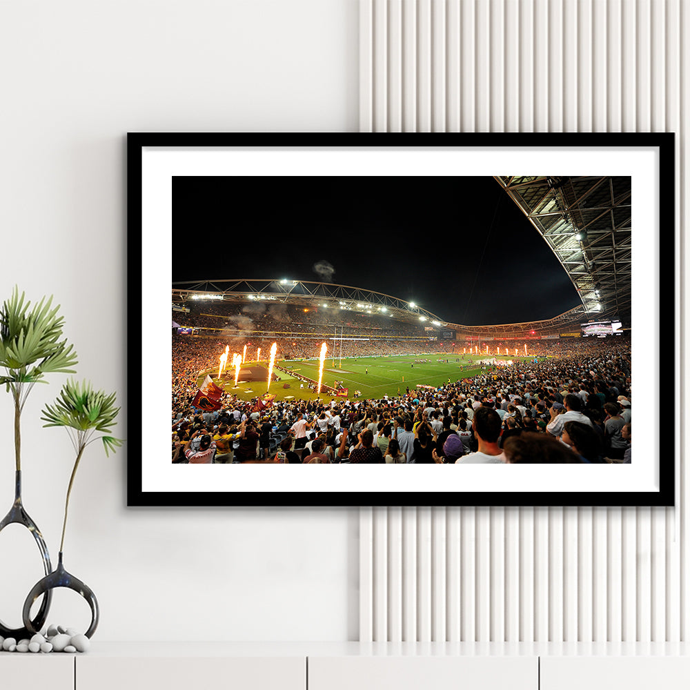 Stadium Australia, Stadium Canvas, Sport Art, Gift for him, White Border Framed Art Print Wall Decor