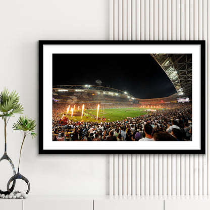 Stadium Australia, Stadium Canvas, Sport Art, Gift for him, White Border Framed Art Print Wall Decor