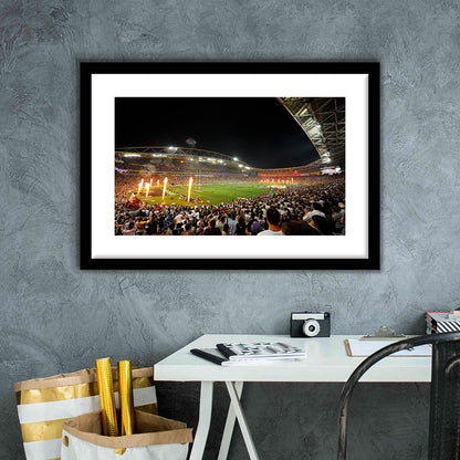 Stadium Australia, Stadium Canvas, Sport Art, Gift for him, White Border Framed Art Print Wall Decor