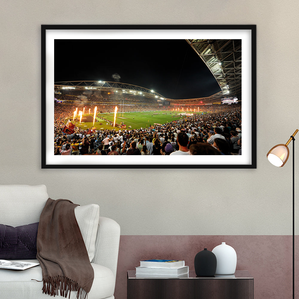 Stadium Australia, Stadium Canvas, Sport Art, Gift for him, White Border Framed Art Print Wall Decor
