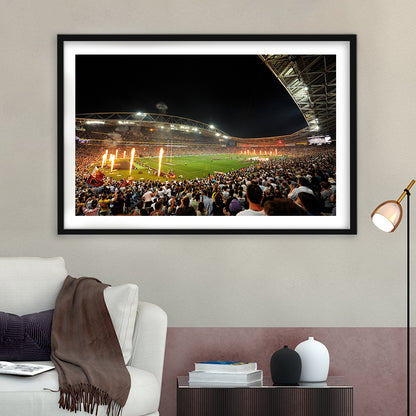 Stadium Australia, Stadium Canvas, Sport Art, Gift for him, White Border Framed Art Print Wall Decor