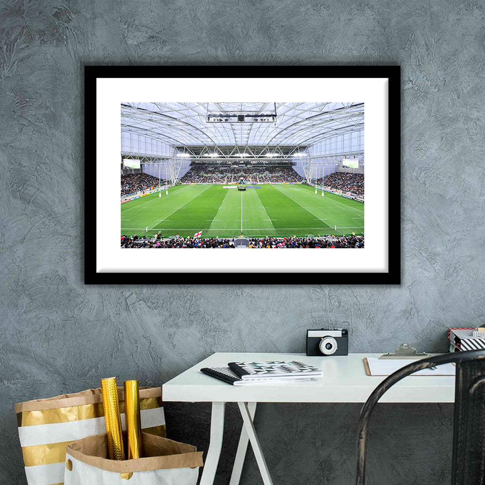Stadium Forsyth Barr, Stadium Canvas, Sport Art, Gift for him, White Border Framed Art Print Wall Decor