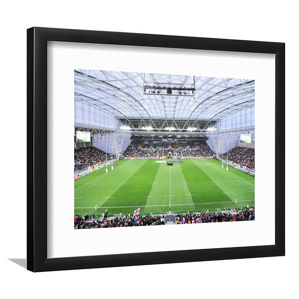 Stadium Forsyth Barr, Stadium Canvas, Sport Art, Gift for him, White Border Framed Art Print Wall Decor
