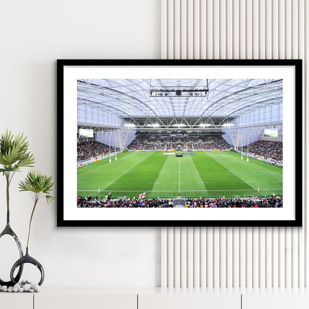 Stadium Forsyth Barr, Stadium Canvas, Sport Art, Gift for him, White Border Framed Art Print Wall Decor