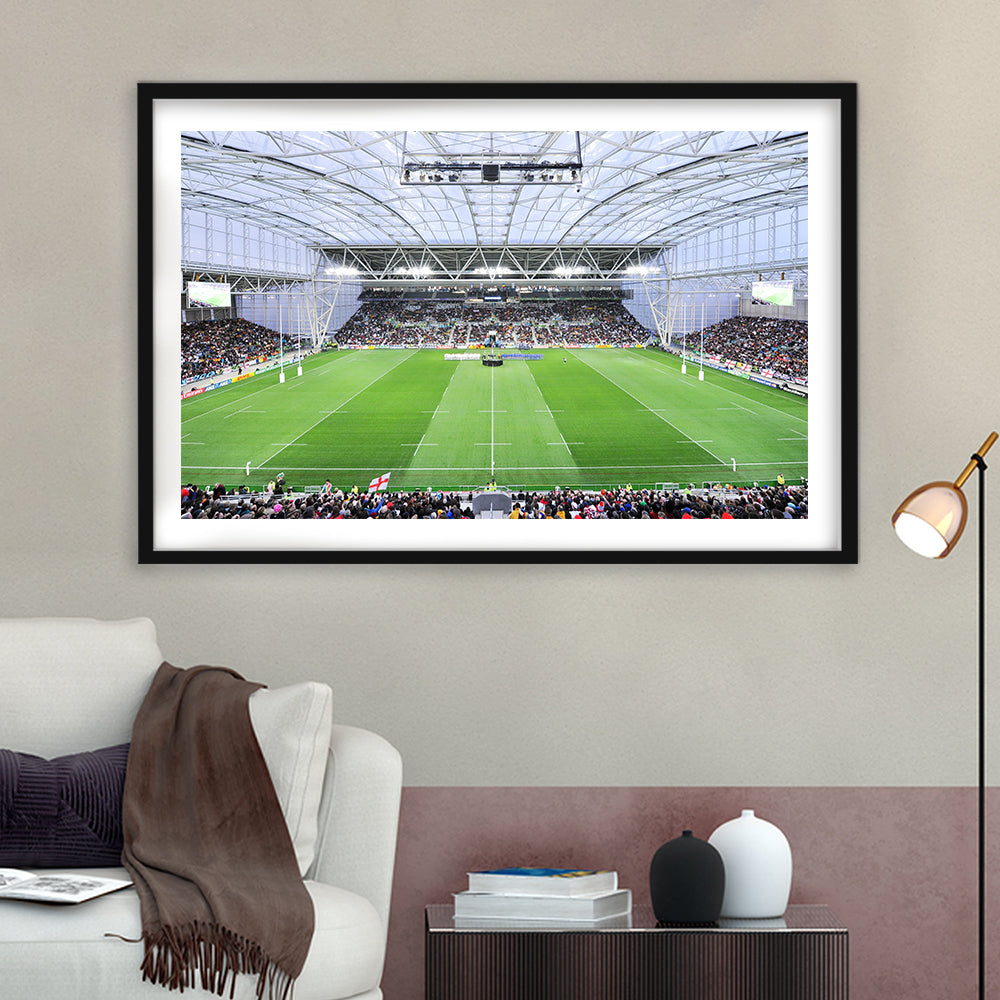 Stadium Forsyth Barr, Stadium Canvas, Sport Art, Gift for him, White Border Framed Art Print Wall Decor