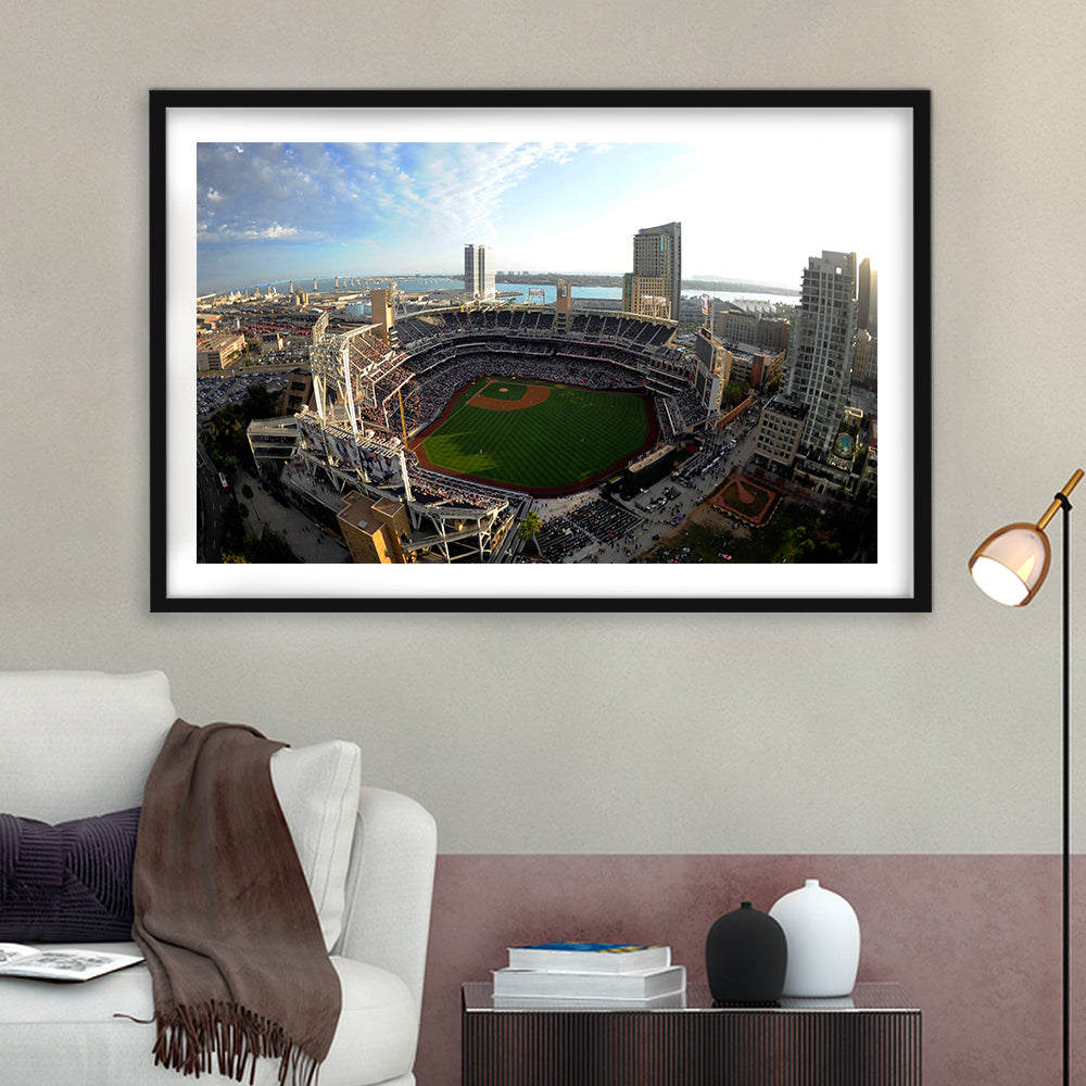 Stadium Petco Park, Stadium Canvas, Sport Art, Gift for him, White Border Framed Art Print Wall Decor