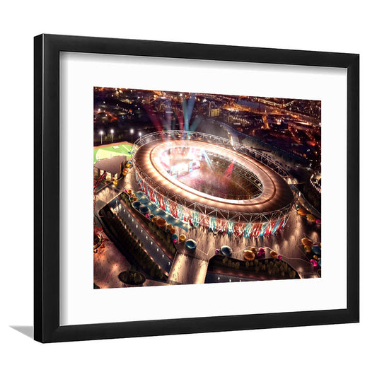Stadium in London Olympics, Stadium Canvas, Sport Art, Gift for him, White Border Framed Art Print Wall Decor