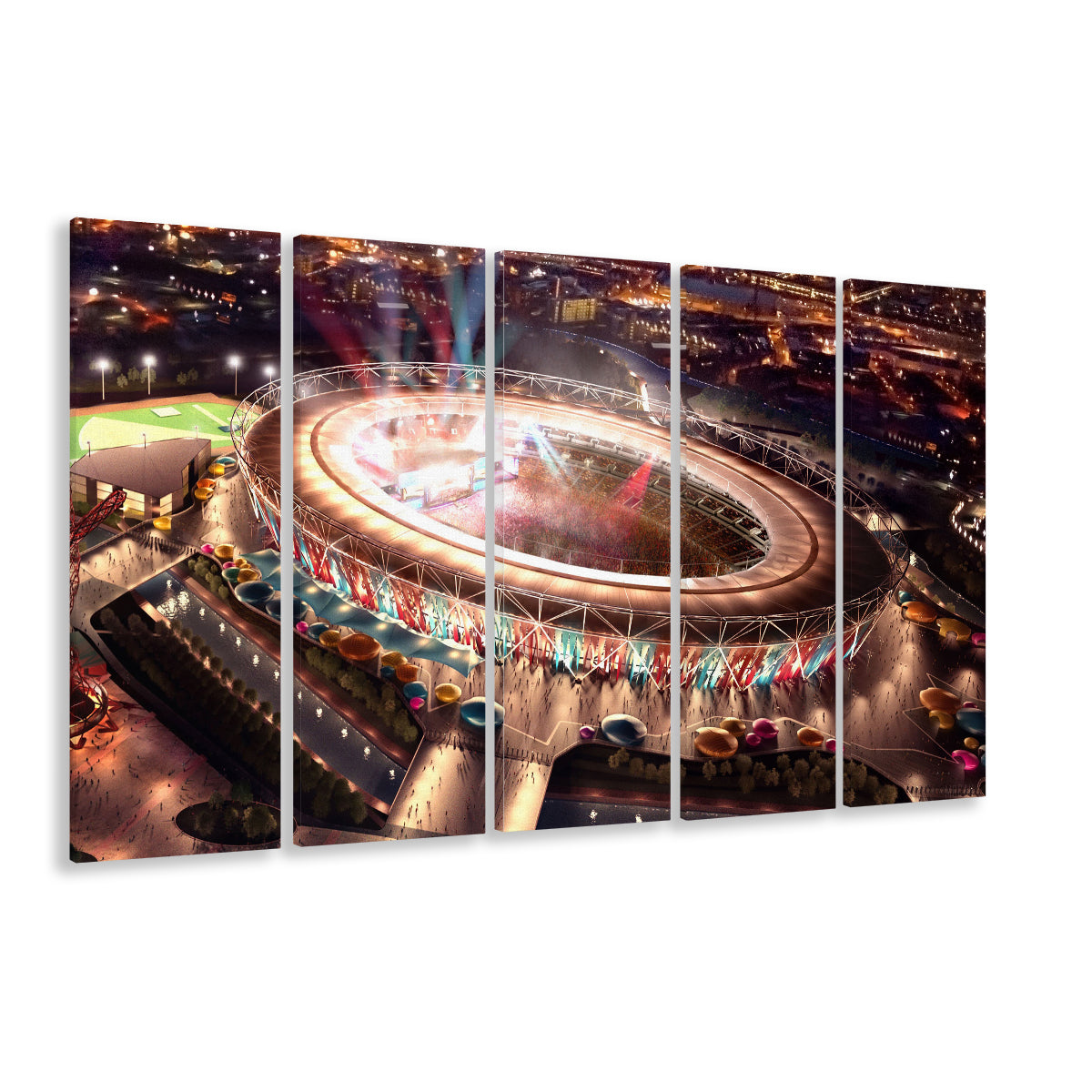 Stadium in London Olympics, Stadium Canvas, Sport Art, 5 Panel B, Extra Large Canvas, Canvas Print Wall Art