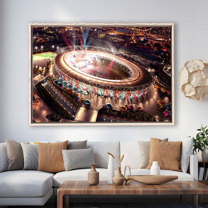 Stadium in London Olympics, Stadium Canvas, Sport Art, Framed Canvas Print Wall Art, Floating Frame