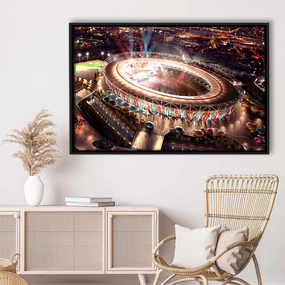 Stadium in London Olympics, Stadium Canvas, Sport Art, Framed Canvas Print Wall Art, Floating Frame
